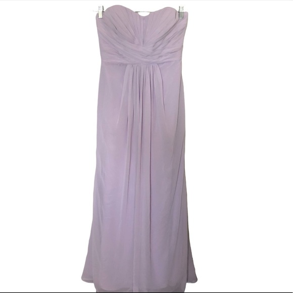 David’s Bridal strapless chiffon dress with pleated bodice Iris - Picture 2 of 9